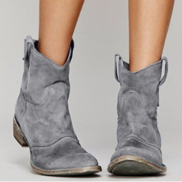 Vintage Suede Martin Boots with Round Toe