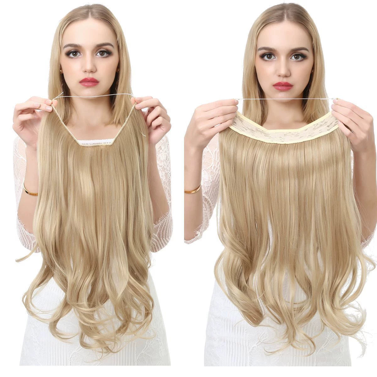 Invisible U-Shaped Hair Extensions Long Curly Synthetic Clip-in Ponytail