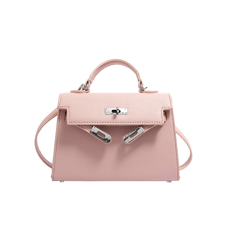 Texture Lock Portable Small Square Bag Women's 2022 New All-match Classic Shoulder Bag PU Fashion Kelly Bag