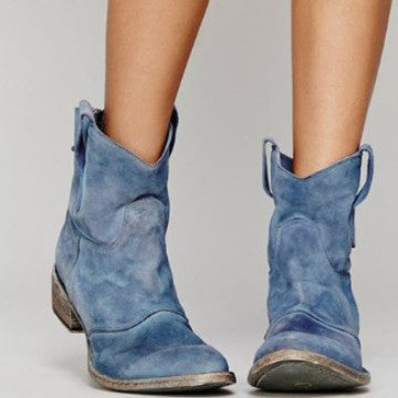 Vintage Suede Martin Boots with Round Toe