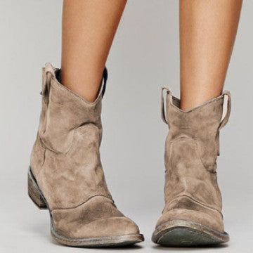 Vintage Suede Martin Boots with Round Toe