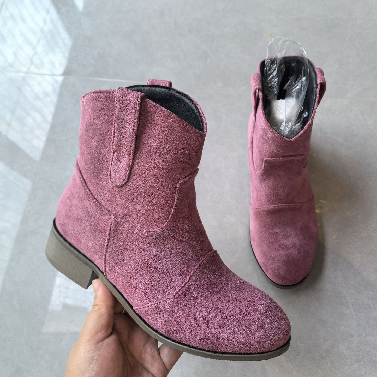 Vintage Suede Martin Boots with Round Toe