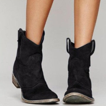 Vintage Suede Martin Boots with Round Toe