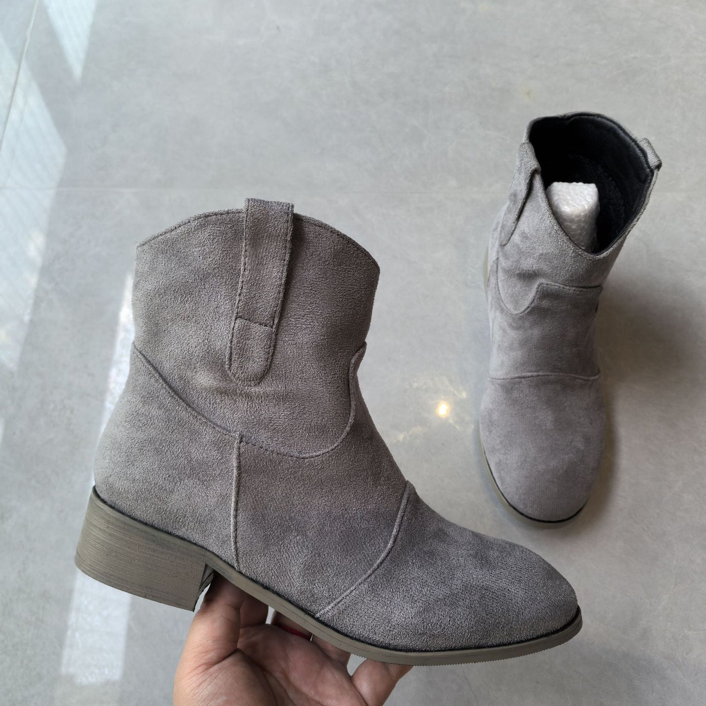 Vintage Suede Martin Boots with Round Toe