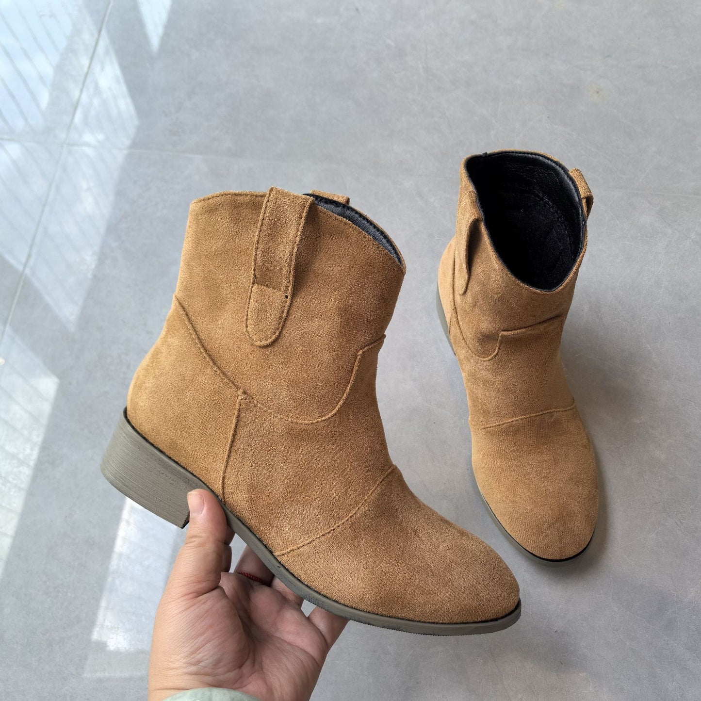 Vintage Suede Martin Boots with Round Toe