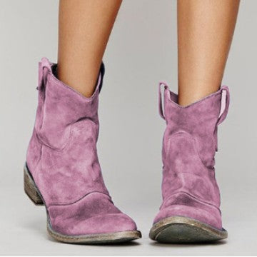 Vintage Suede Martin Boots with Round Toe