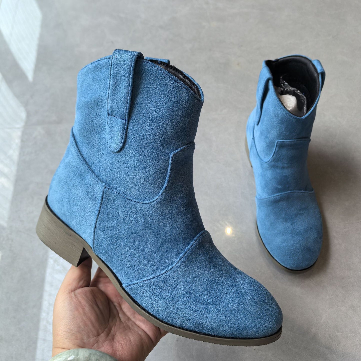 Vintage Suede Martin Boots with Round Toe